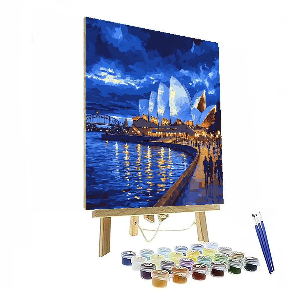 Blue Hour Glow At The Sydney Opera House Forecourt Sydney Australia Numbered painting kits