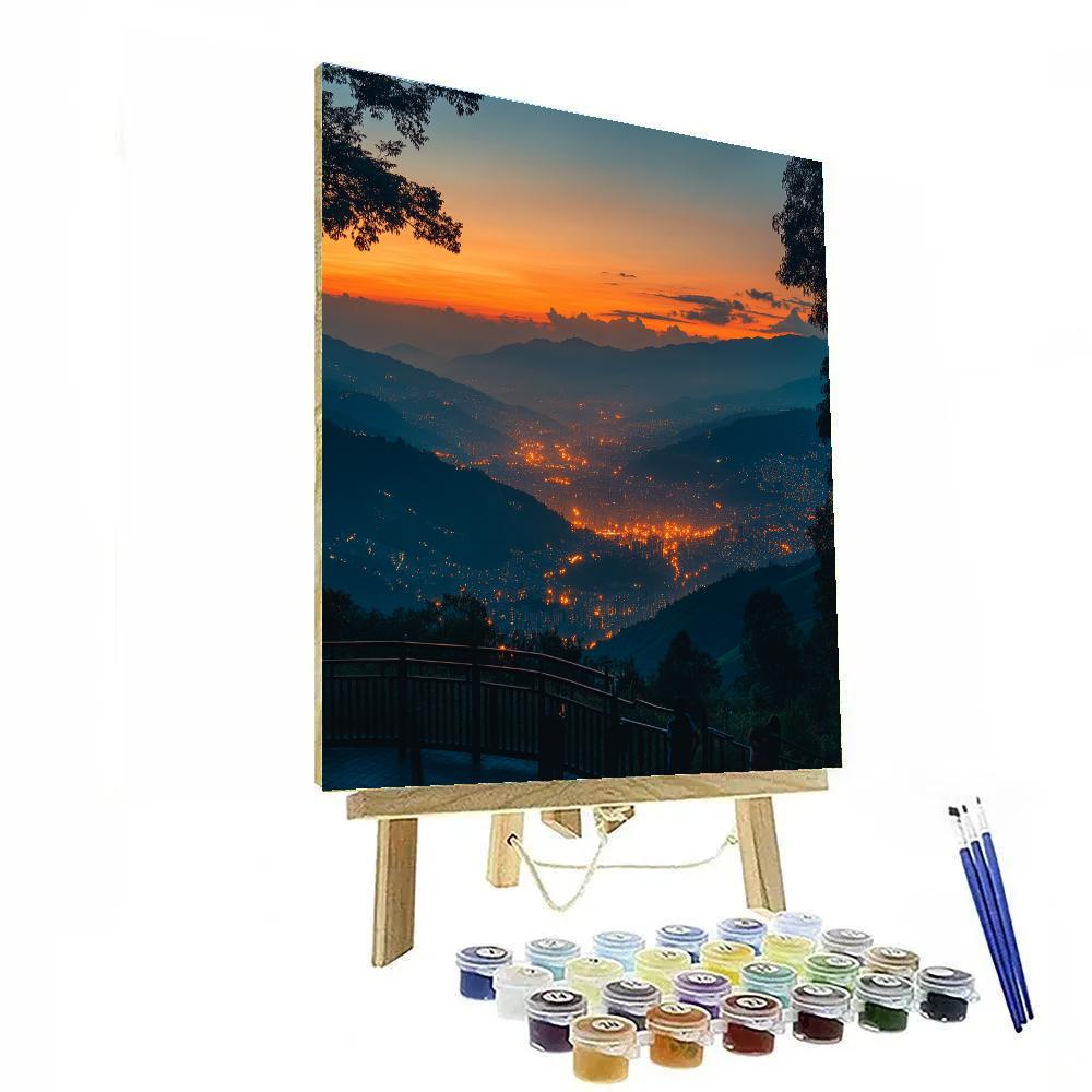 Clifftop City View From Mirador De La Eternidad Medellin Colombia Paint by numbers art