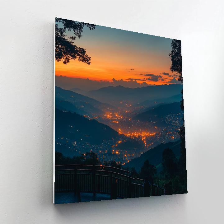 Clifftop City View From Mirador De La Eternidad Medellin Colombia Paint by numbers art