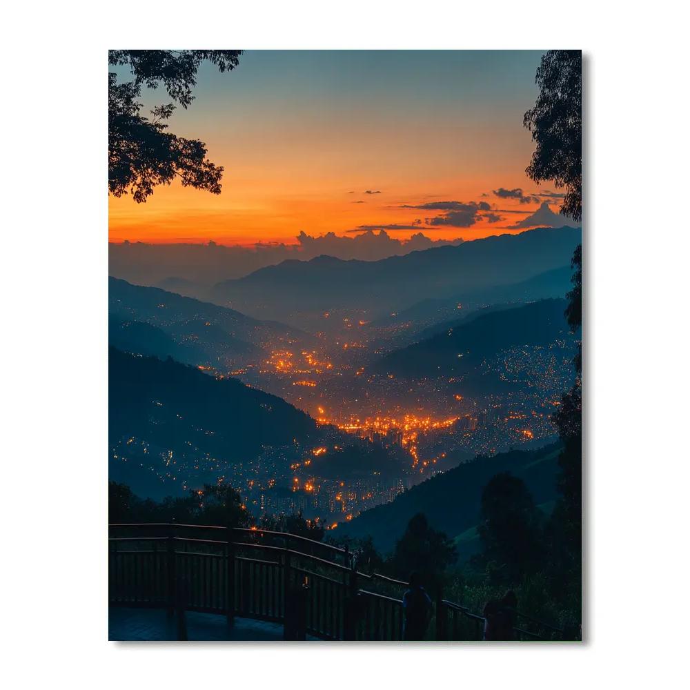 Clifftop City View From Mirador De La Eternidad Medellin Colombia Paint by numbers art