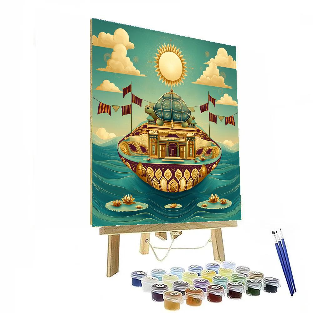Kurma Avatar Supporting A Floating Temple Island Number painting