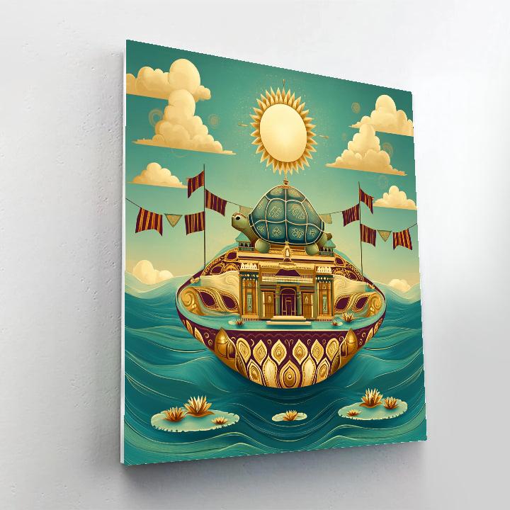 Kurma Avatar Supporting A Floating Temple Island Number painting