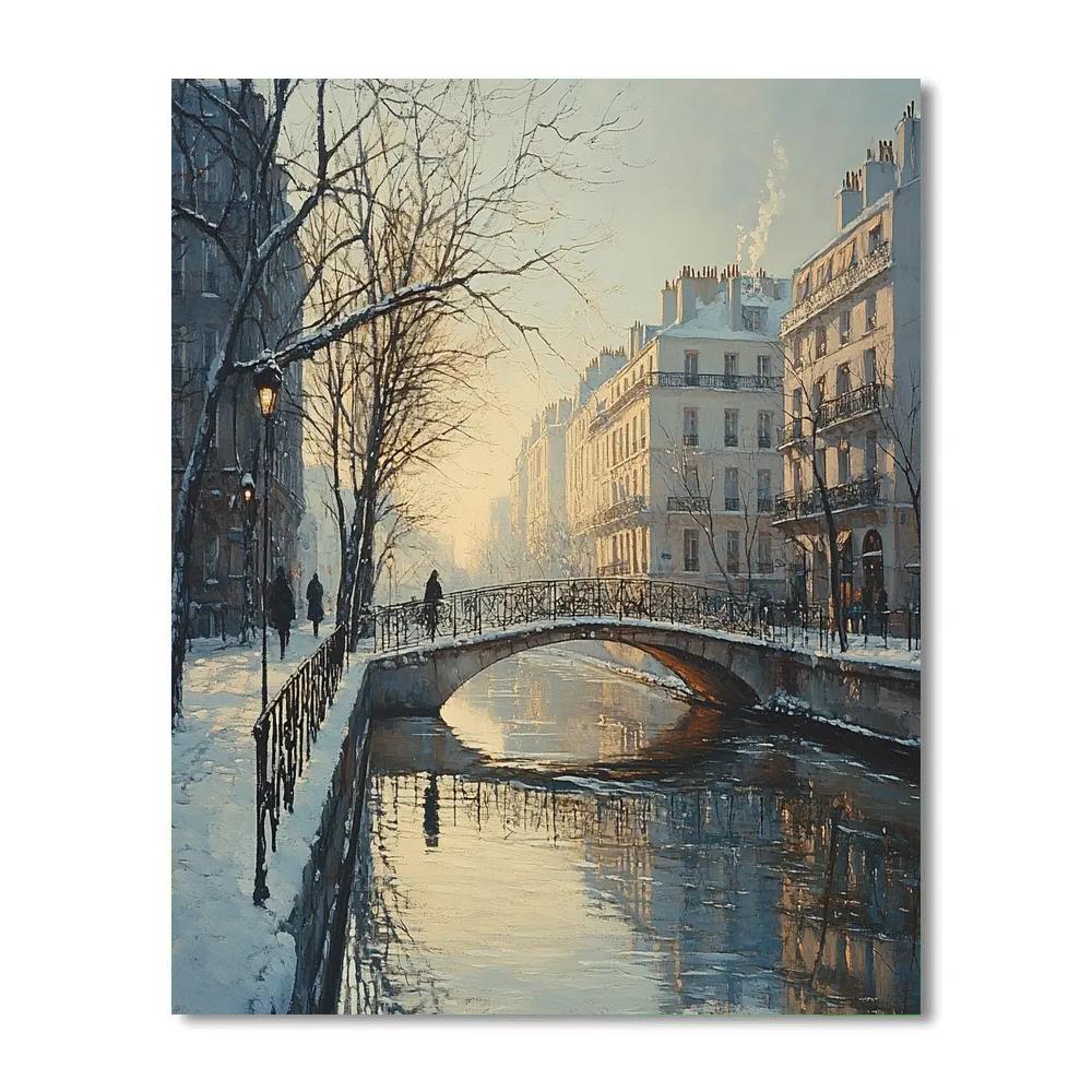 Winter Calm At Canal Saint Martin Paris France Painting by numbers kit