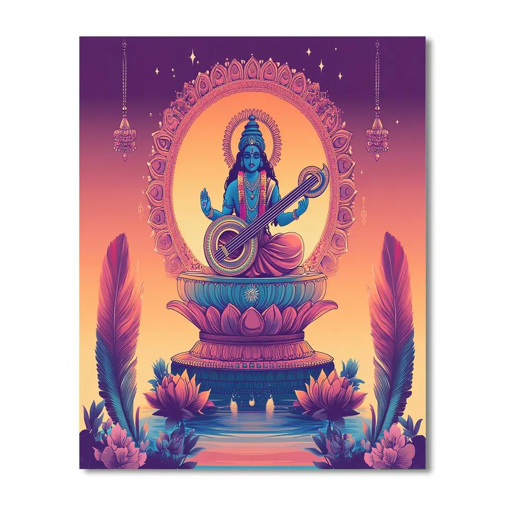 Vishnu Playing The Veena Of Time paint by number