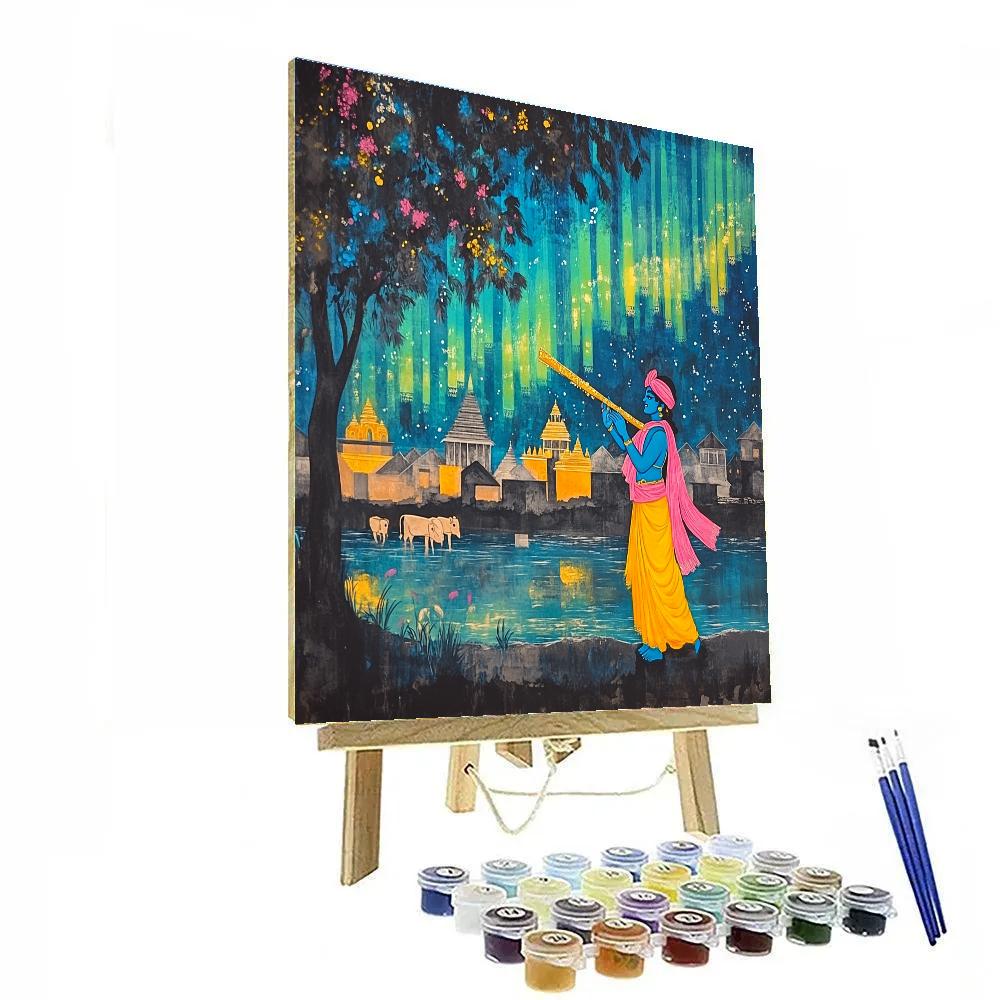 Krishna And The Aurora Veil In Vrindavan DIY paint by numbers