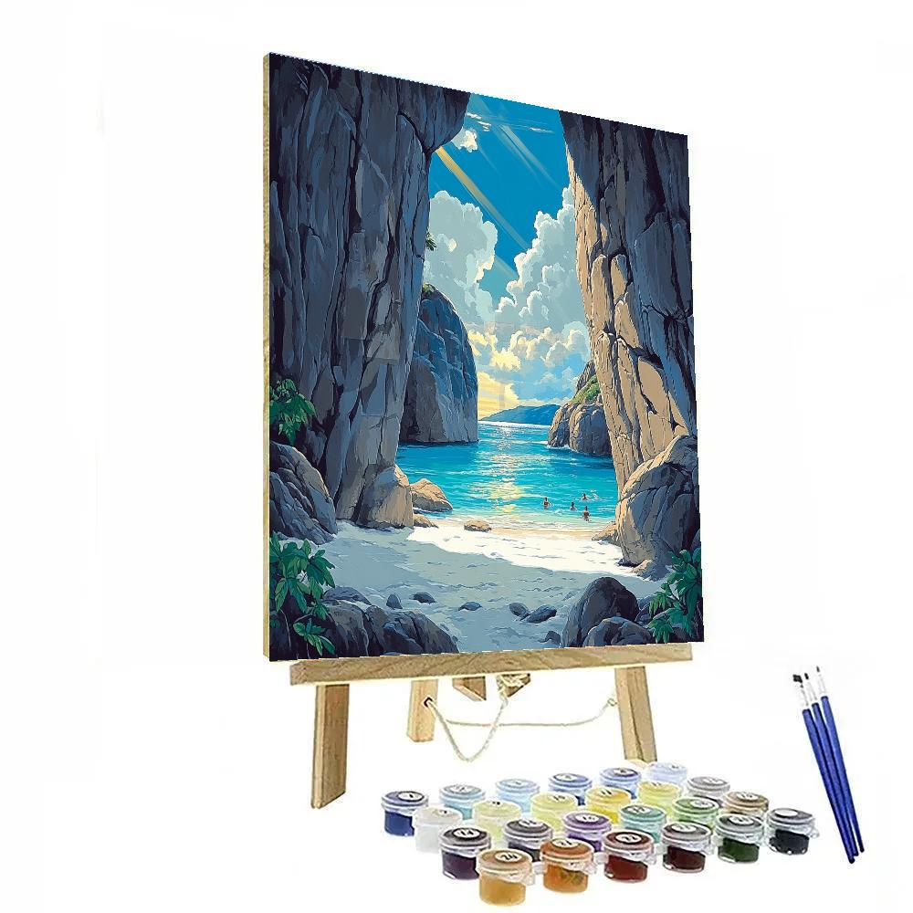 Stone Walls And Ocean Spray At The Baths Near Spanish Town Virgin Gorda British Virgin Islands Painting by numbers kit