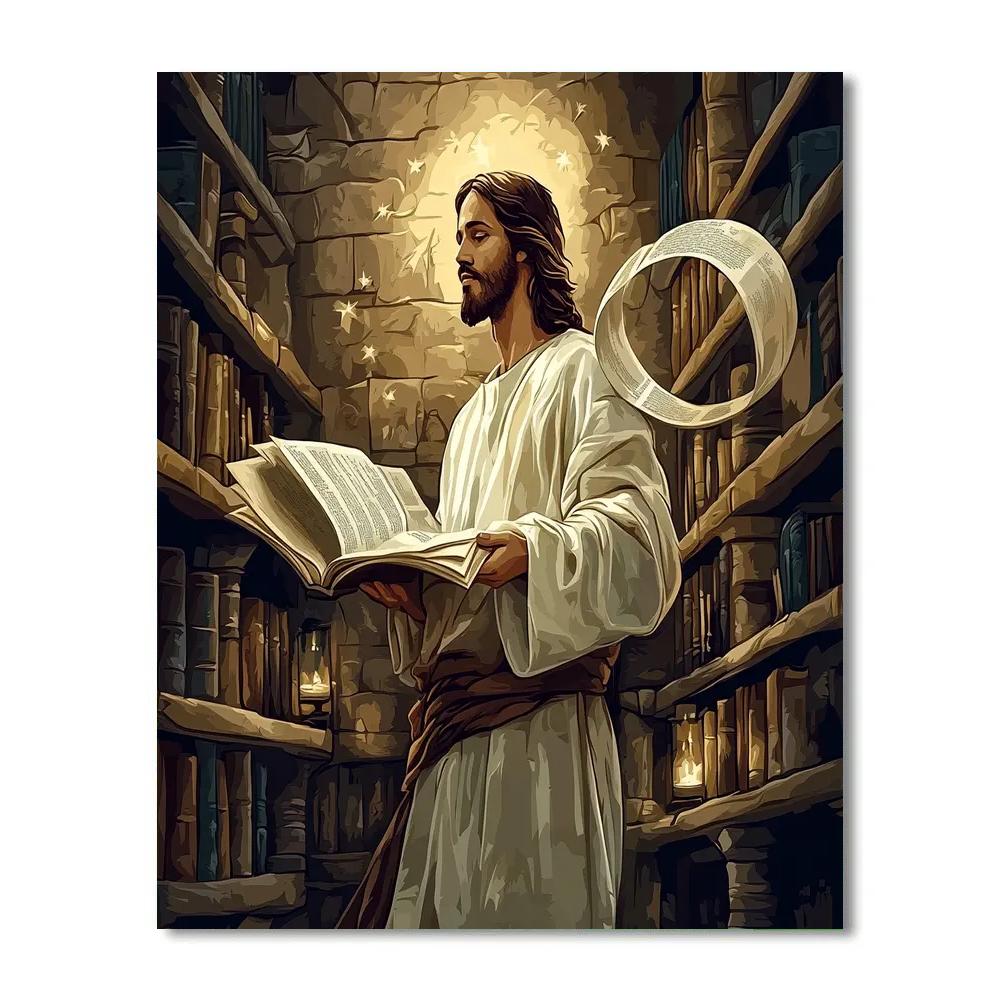 Jesus In The Library Of Living Scrolls paint by numbers