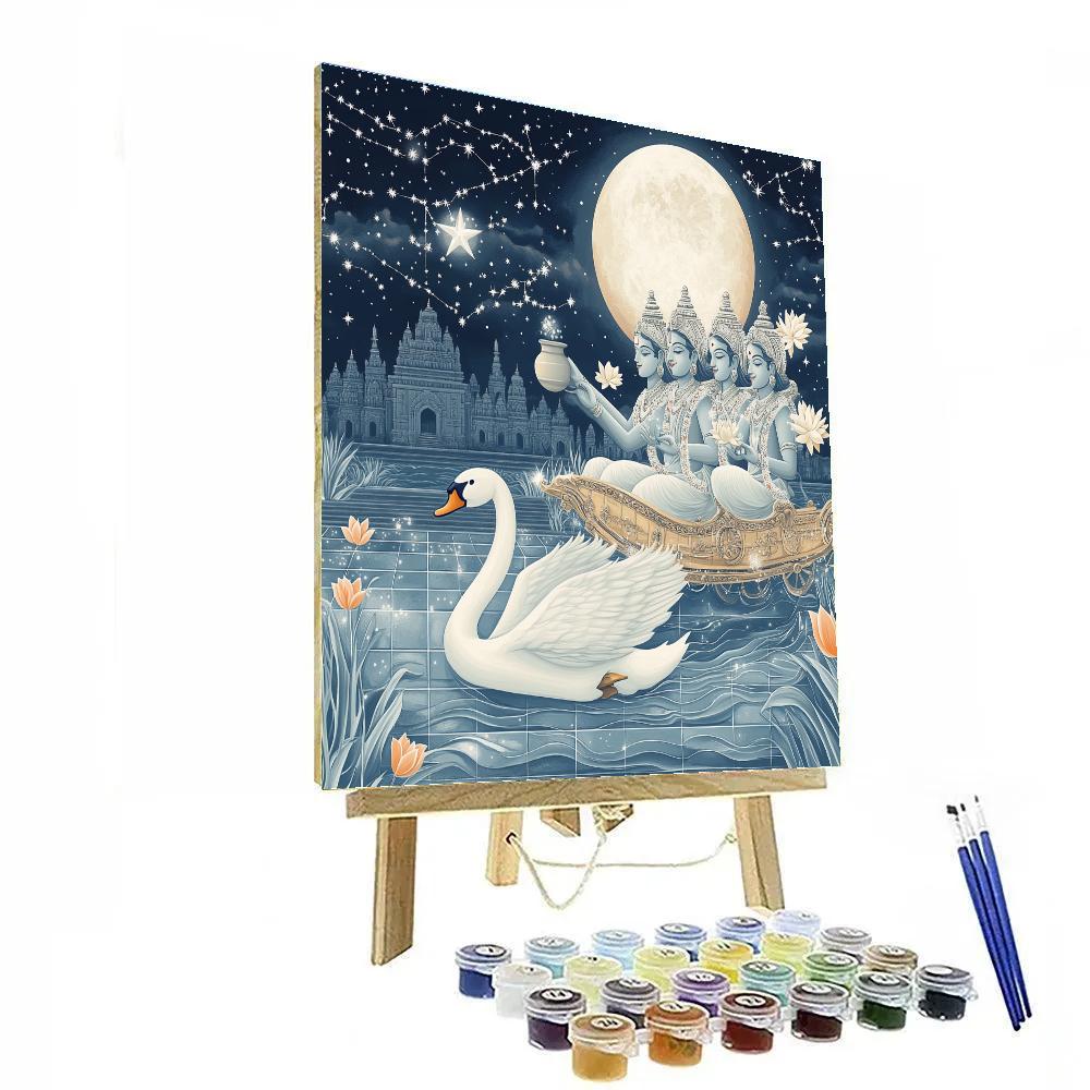Swan Chariot Brahma Over River Night DIY paint by numbers