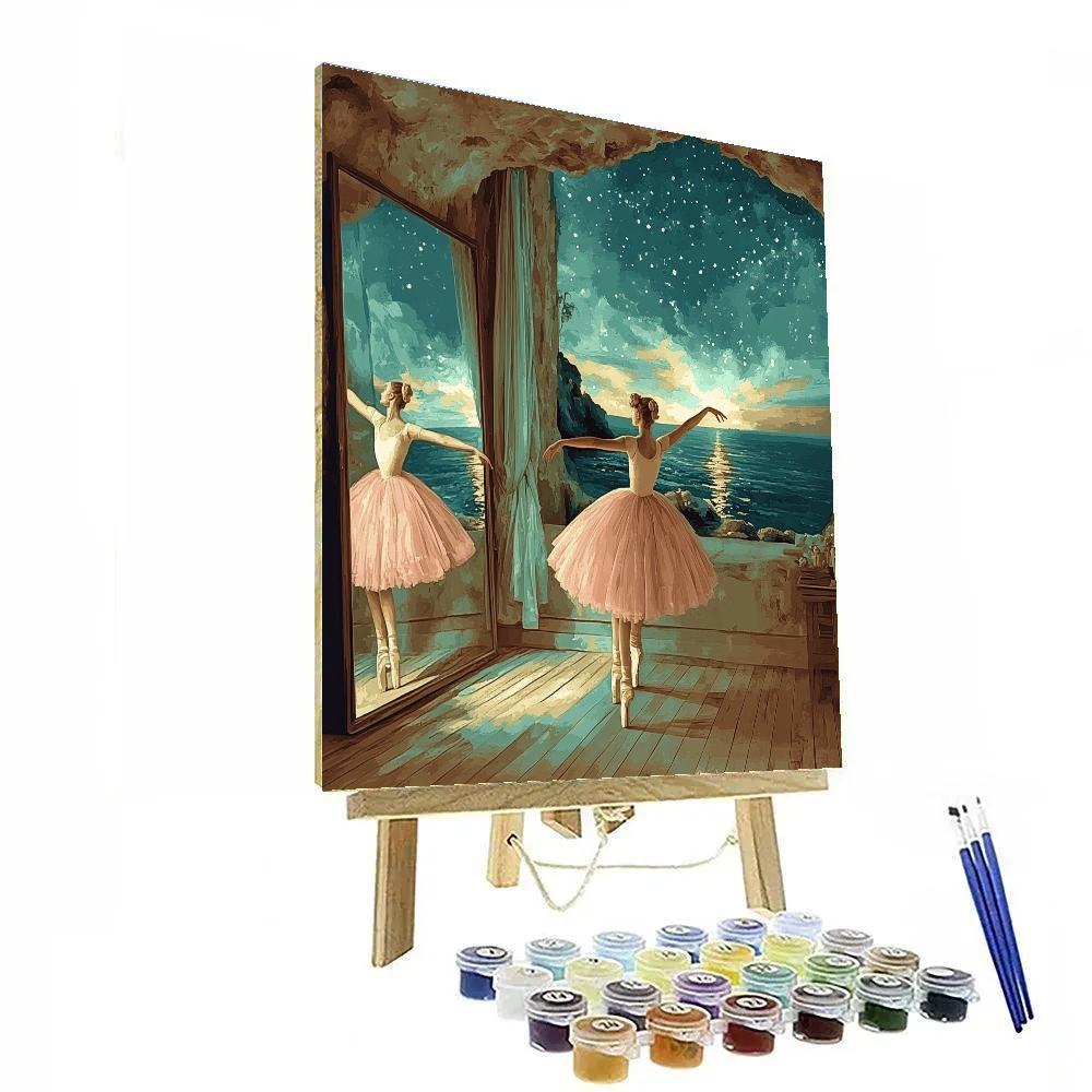 Edgar Degas Inspired Ballet Rehearsal With Starry Backdrop paint by number