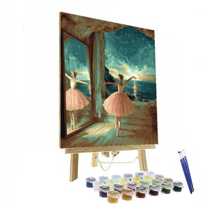 Edgar Degas Inspired Ballet Rehearsal With Starry Backdrop paint by number