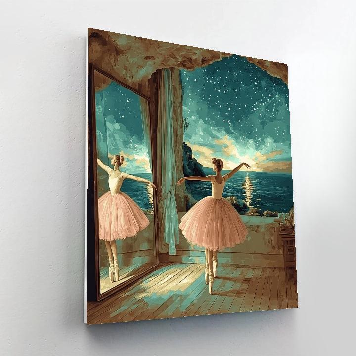 Edgar Degas Inspired Ballet Rehearsal With Starry Backdrop paint by number