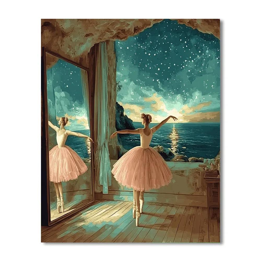 Edgar Degas Inspired Ballet Rehearsal With Starry Backdrop paint by number