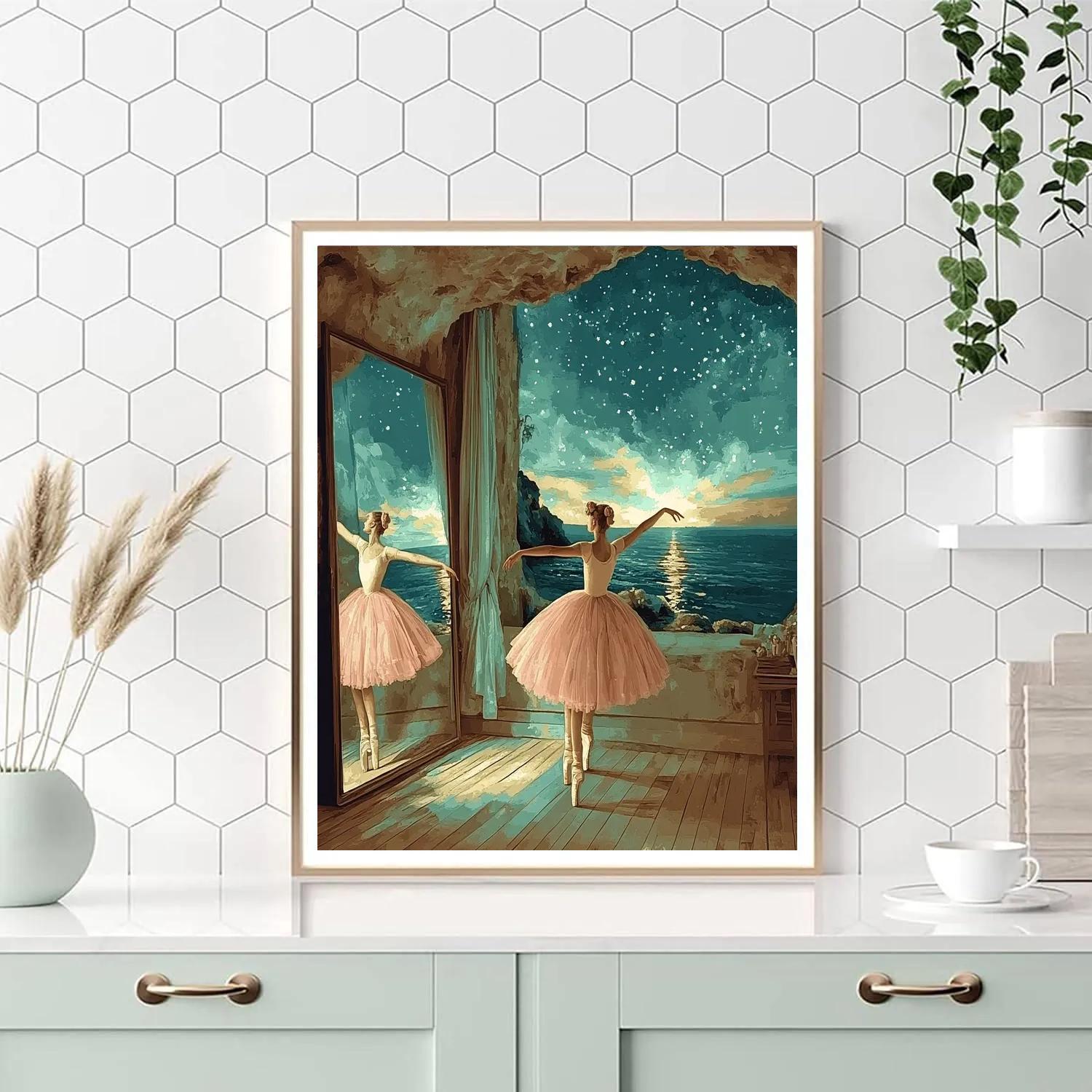 Edgar Degas Inspired Ballet Rehearsal With Starry Backdrop paint by number