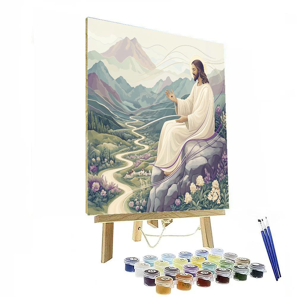 Mountain Echoes With Jesus Teaching Painting by numbers kit