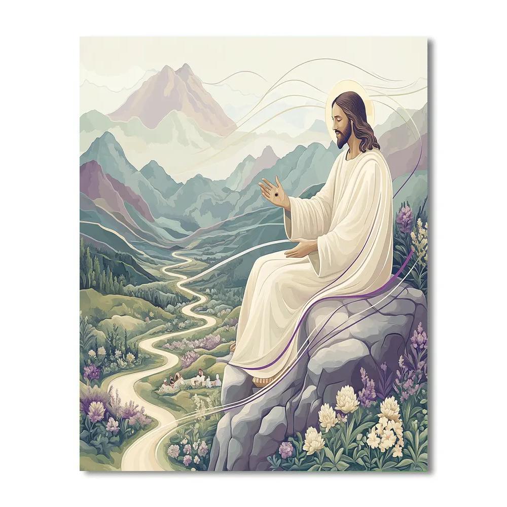 Mountain Echoes With Jesus Teaching Painting by numbers kit