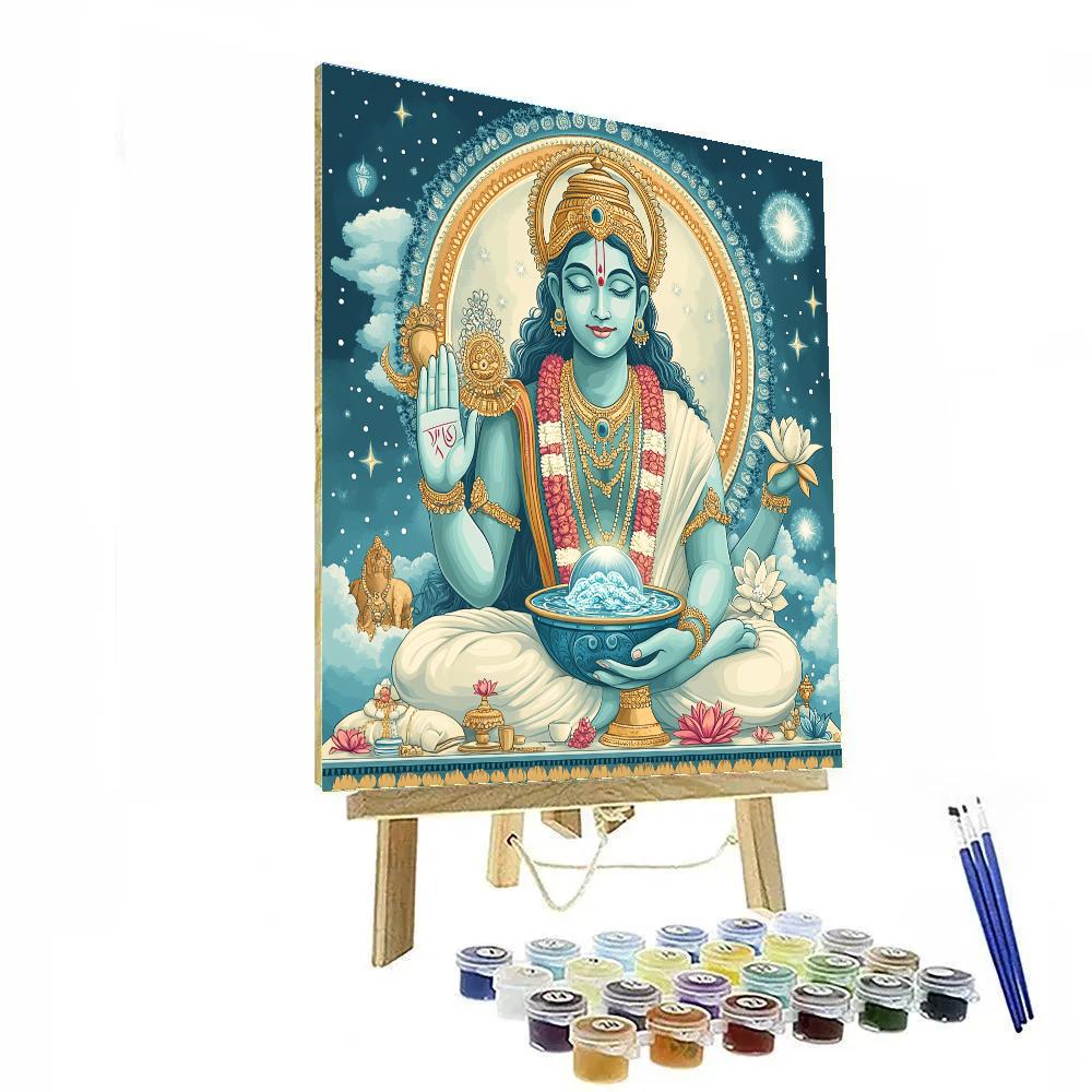 Vishnu Holding A Miniature Cosmic Ocean In His Palm Painting by numbers kit
