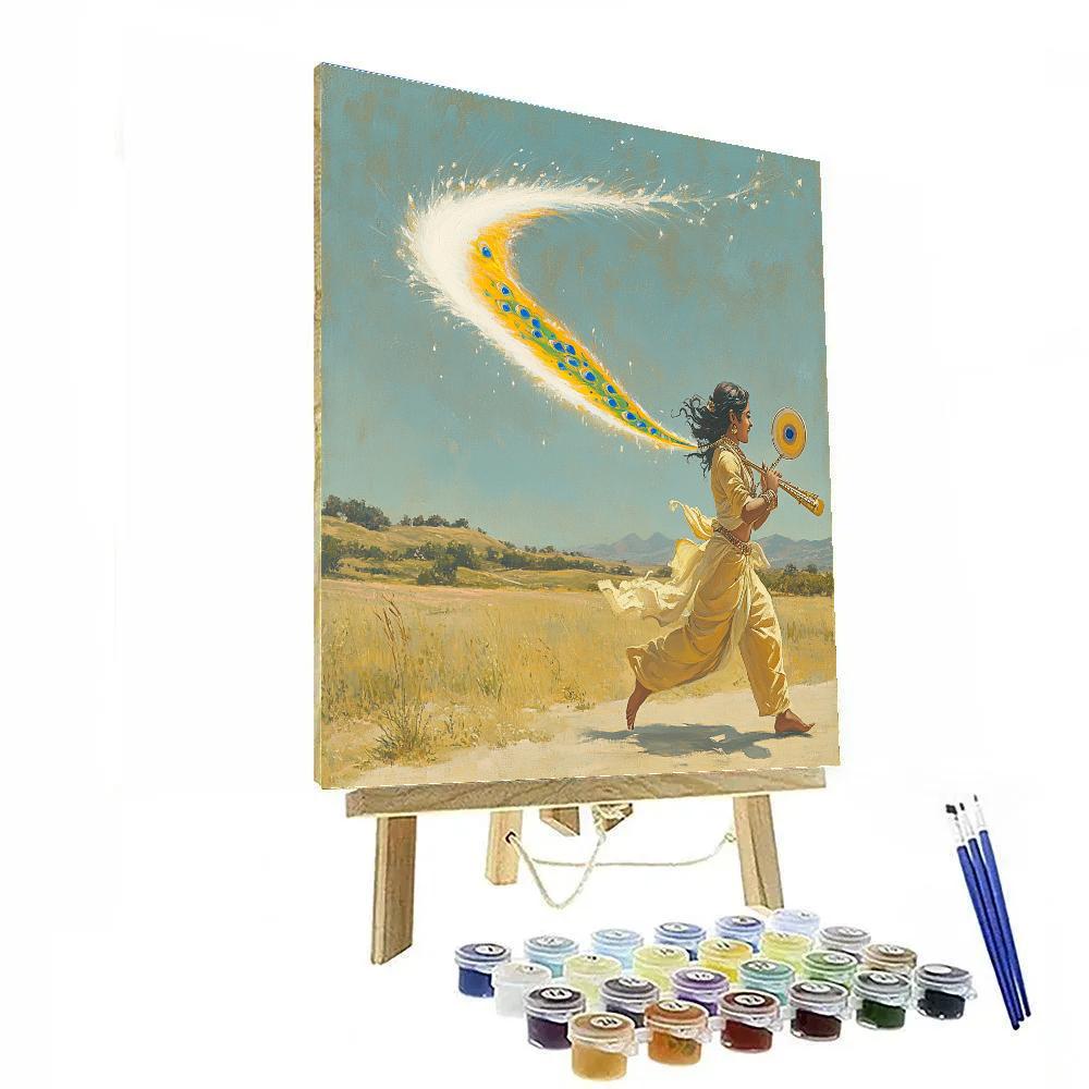Krishna And The Comet Tail Kite paint by color