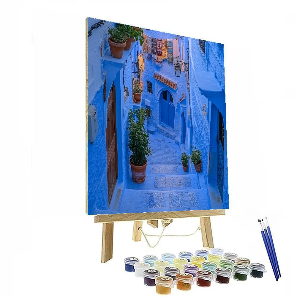 Aerial View Of The Blue City Walls Of Chefchaouen Streets Chefchaouen Morocco Paint by numbers art