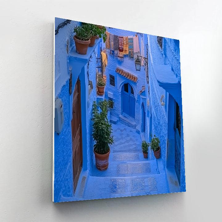 Aerial View Of The Blue City Walls Of Chefchaouen Streets Chefchaouen Morocco Paint by numbers art