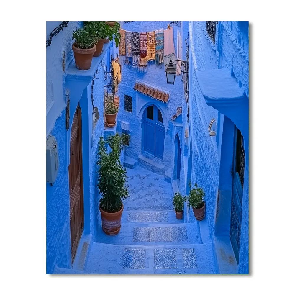 Aerial View Of The Blue City Walls Of Chefchaouen Streets Chefchaouen Morocco Paint by numbers art