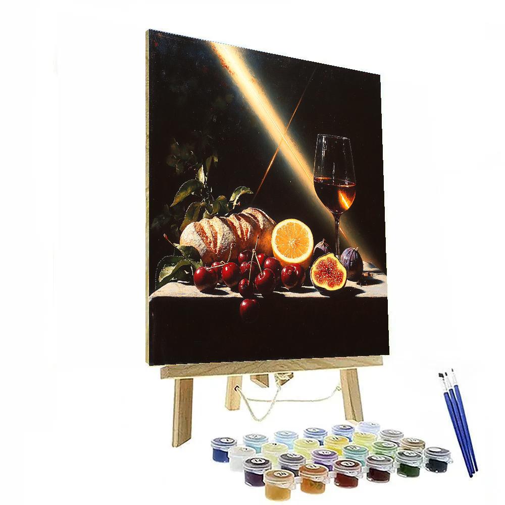 Caravaggio Inspired Still Life With Fruit And Comet Light Paint by numbers kits