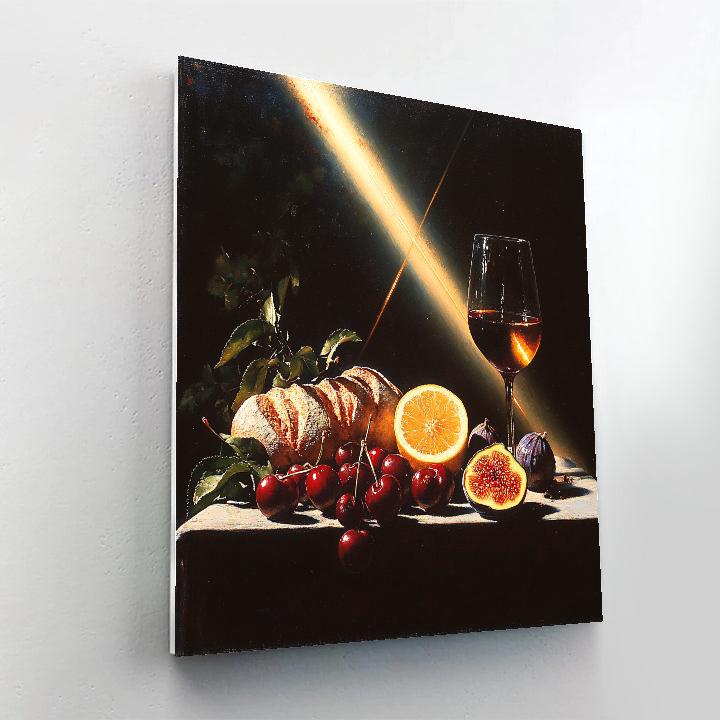 Caravaggio Inspired Still Life With Fruit And Comet Light Paint by numbers kits