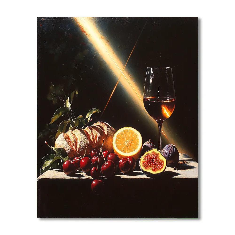 Caravaggio Inspired Still Life With Fruit And Comet Light Paint by numbers kits