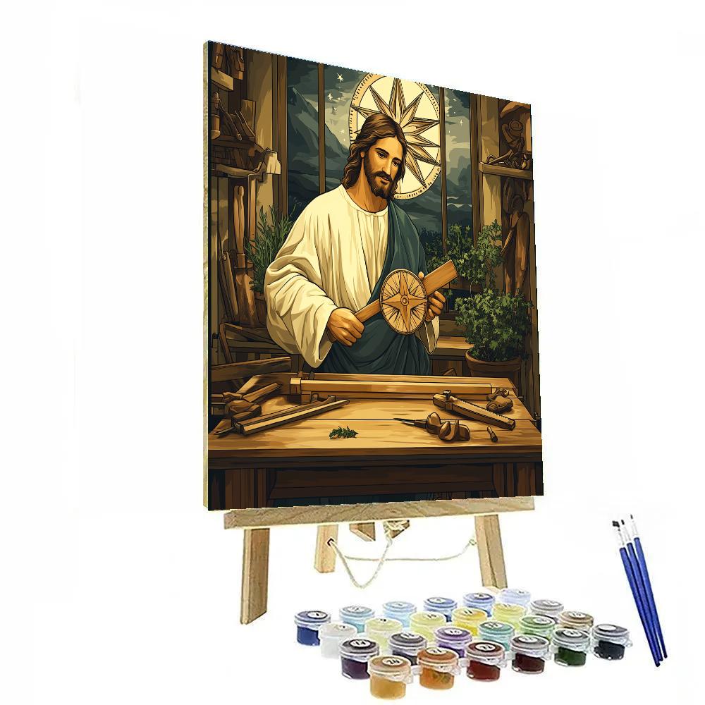 Jesus And The Carpenter Star Compass Paint by numbers art