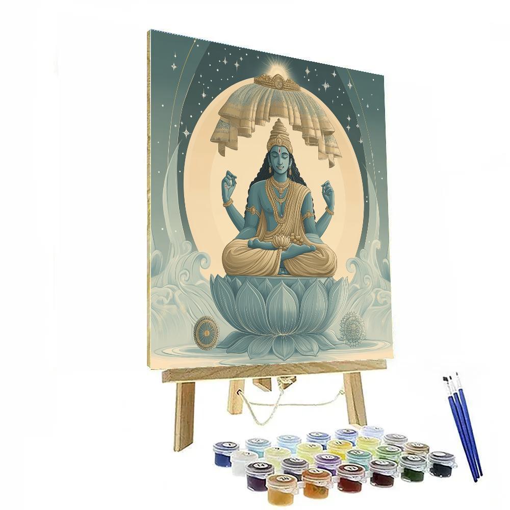 Shesha Serpent Canopy Over Vishnu In Quiet Meditation DIY paint by numbers