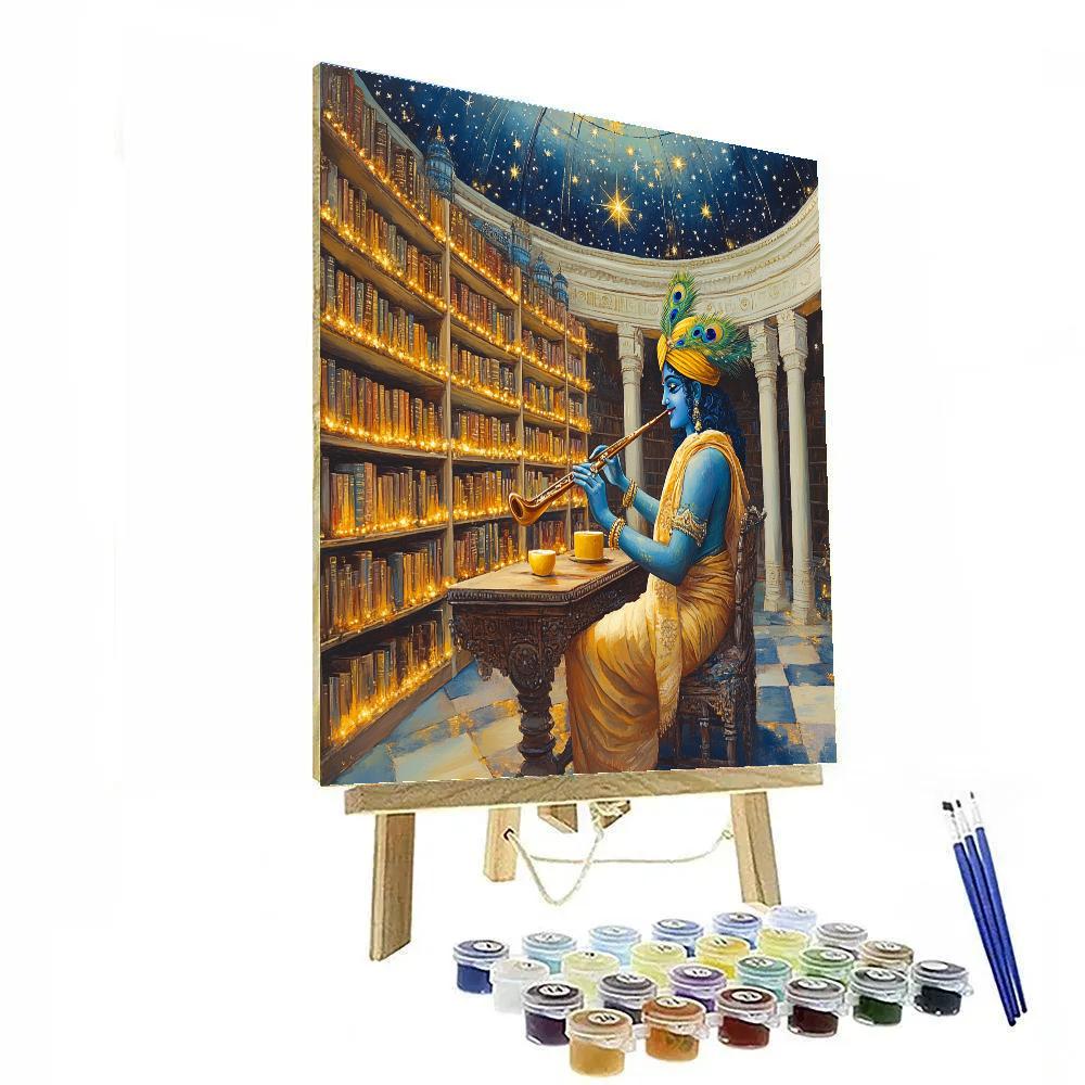 Krishna In The Library Of Celestial Scriptures Paint by numbers kits