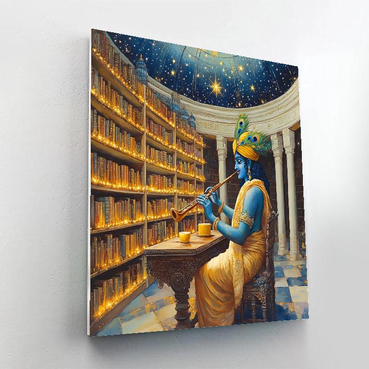 Krishna In The Library Of Celestial Scriptures Paint by numbers kits