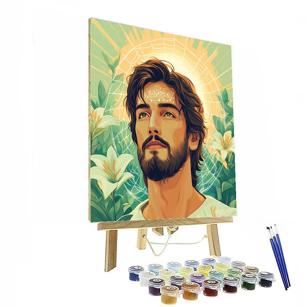 Garden Dew Halo Jesus Portrait paint by color