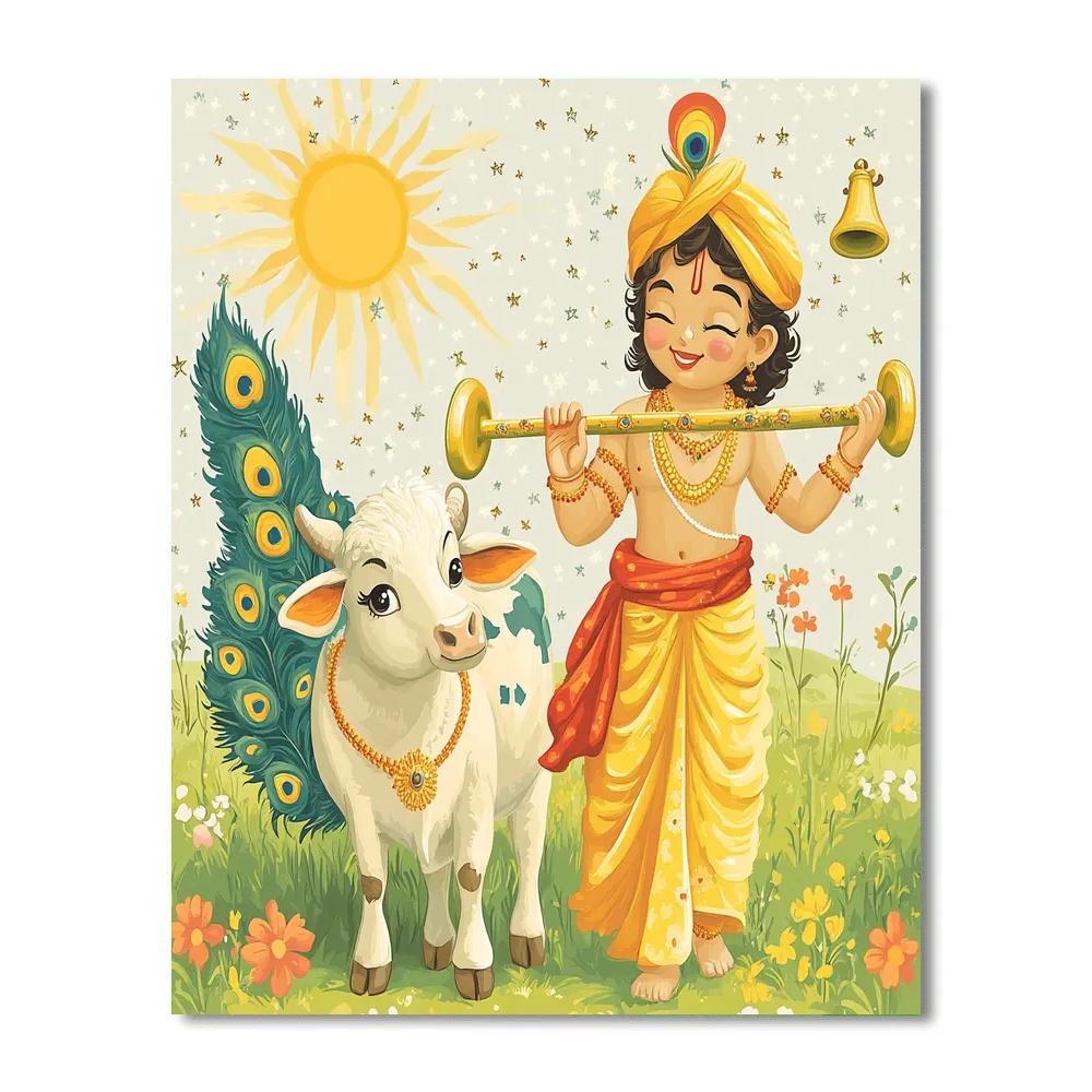 Krishna And The Quantum Cowbell Harmony paint by color