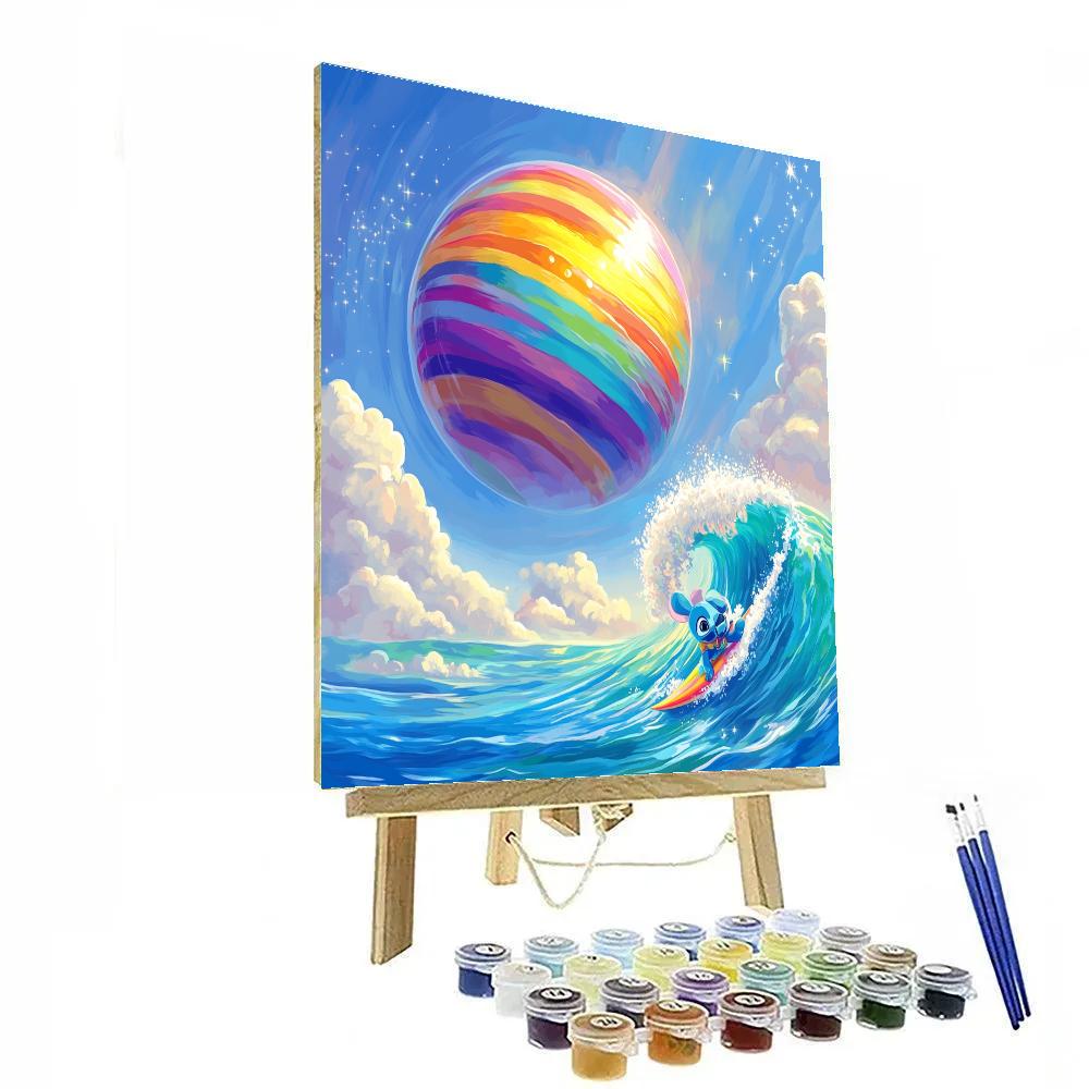 Stitch Rainbow Planet Surf Day Paint by numbers art