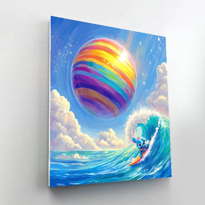Stitch Rainbow Planet Surf Day Paint by numbers art