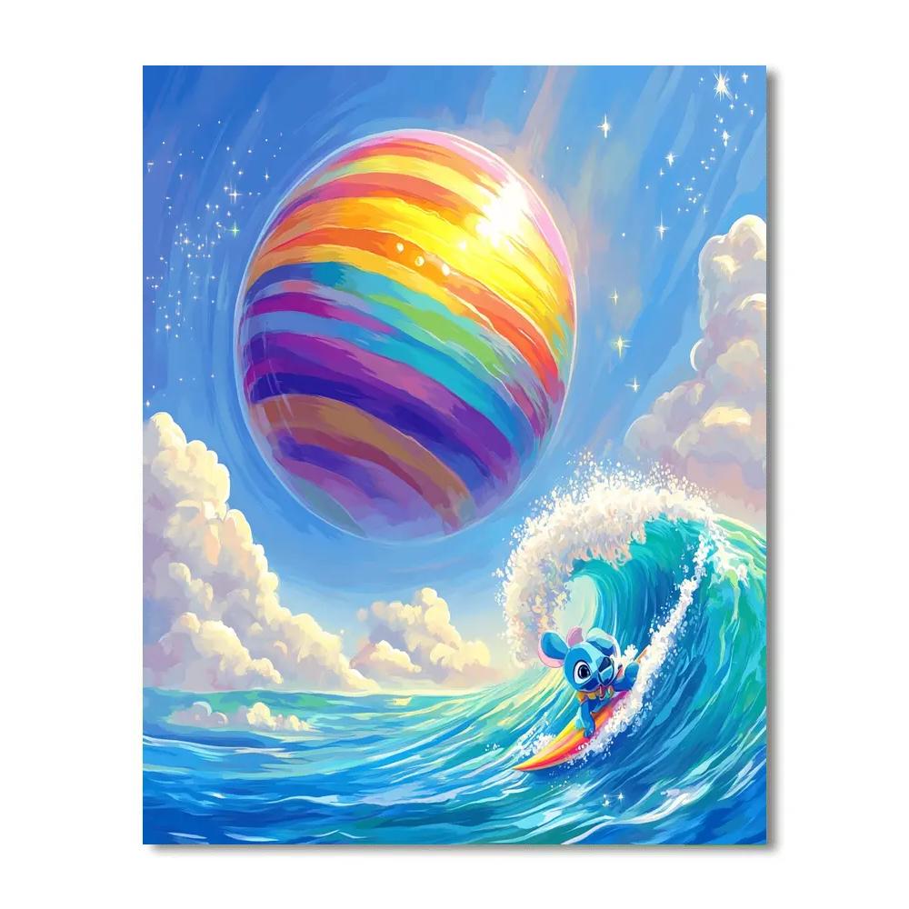 Stitch Rainbow Planet Surf Day Paint by numbers art