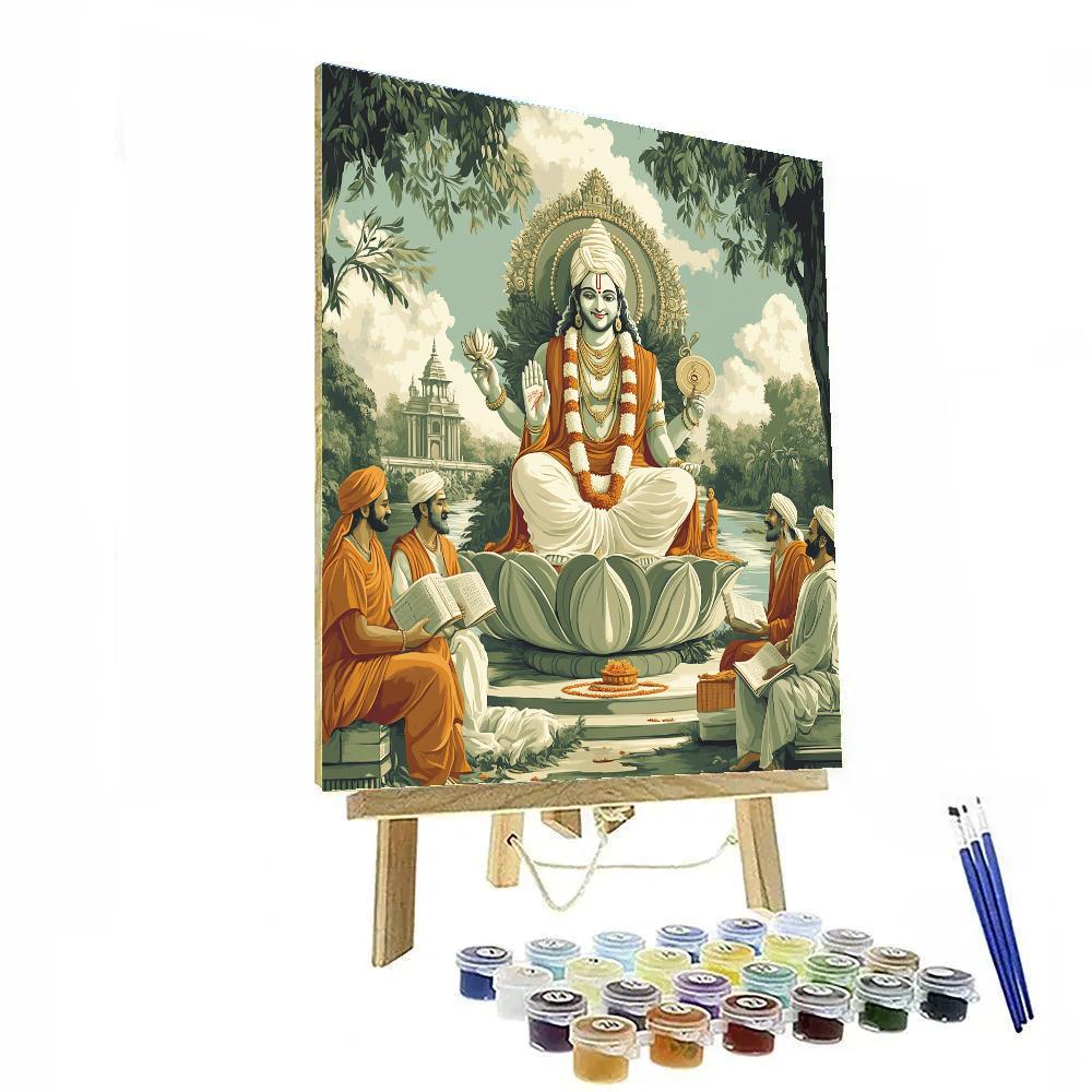 Vishnu Teaching Dharma To A Circle Of Sages paint by number
