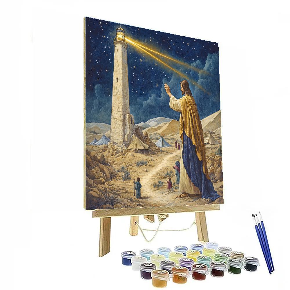 Jesus And The Lighthouse Of The Desert Paint by numbers art