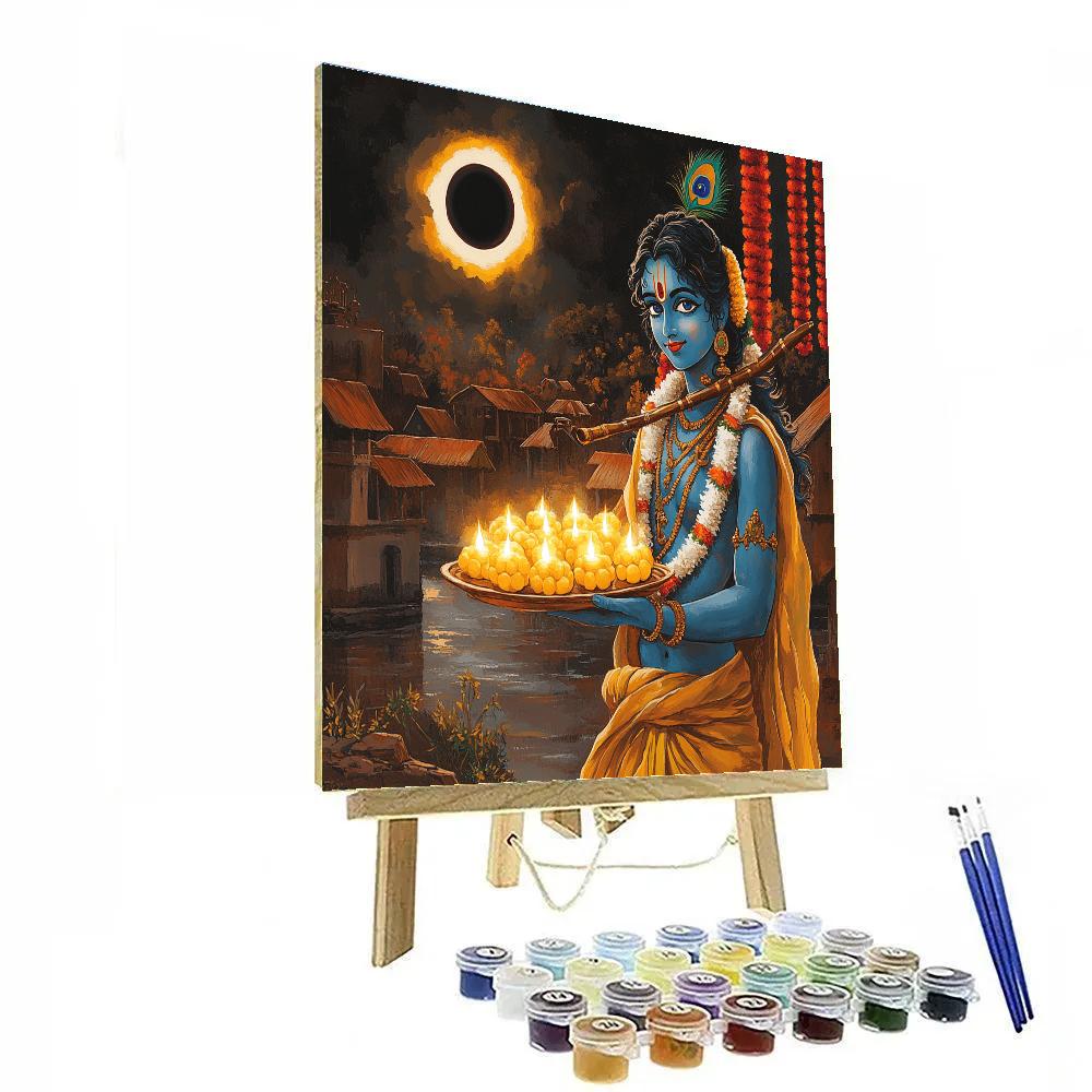 Krishna And The Solar Eclipse Laddoo Lanterns DIY paint by numbers