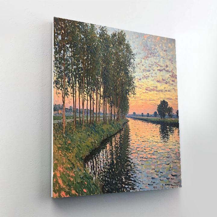 Claude Monet Inspired Zodiacal Light Over Poplar Riverbank paint by number