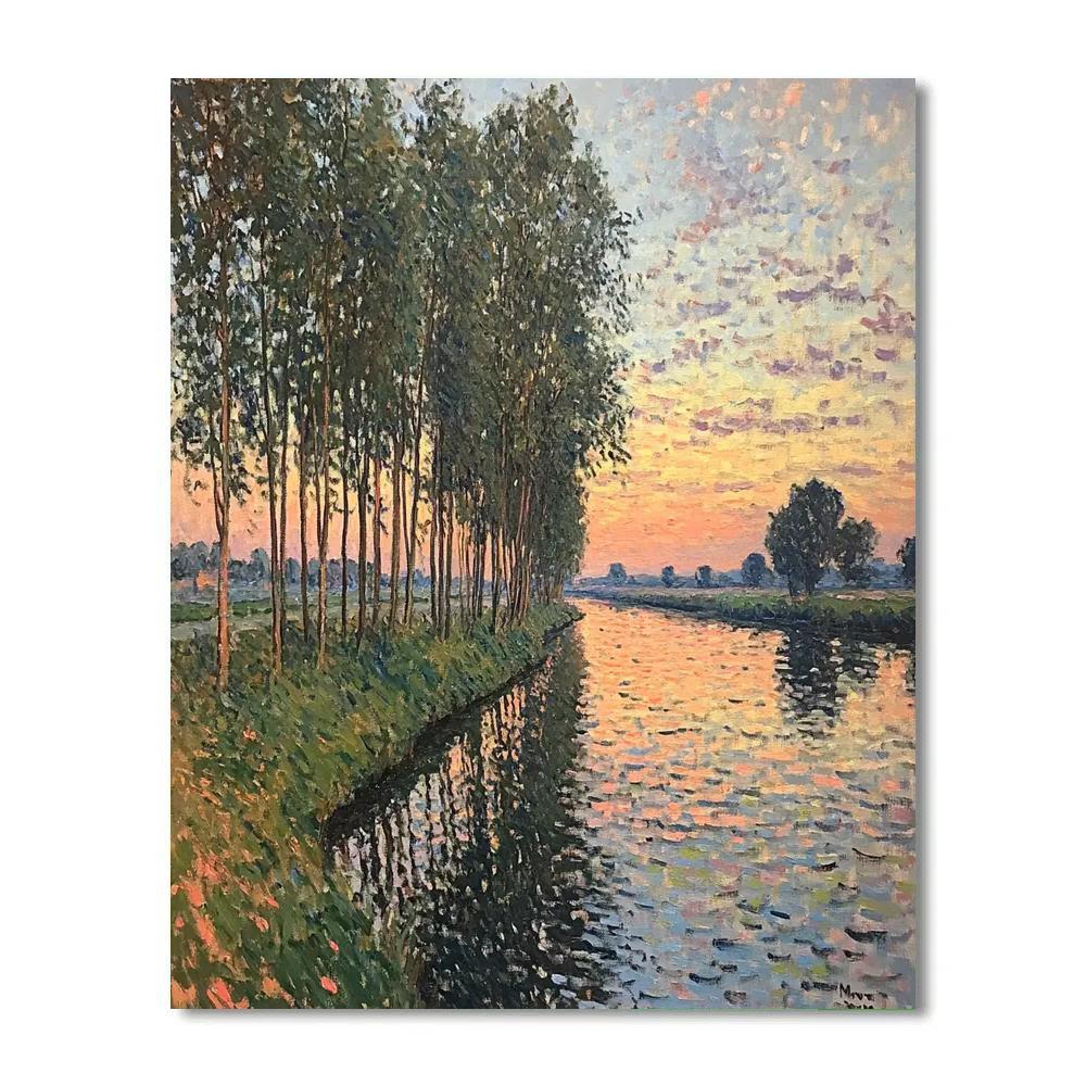 Claude Monet Inspired Zodiacal Light Over Poplar Riverbank paint by number