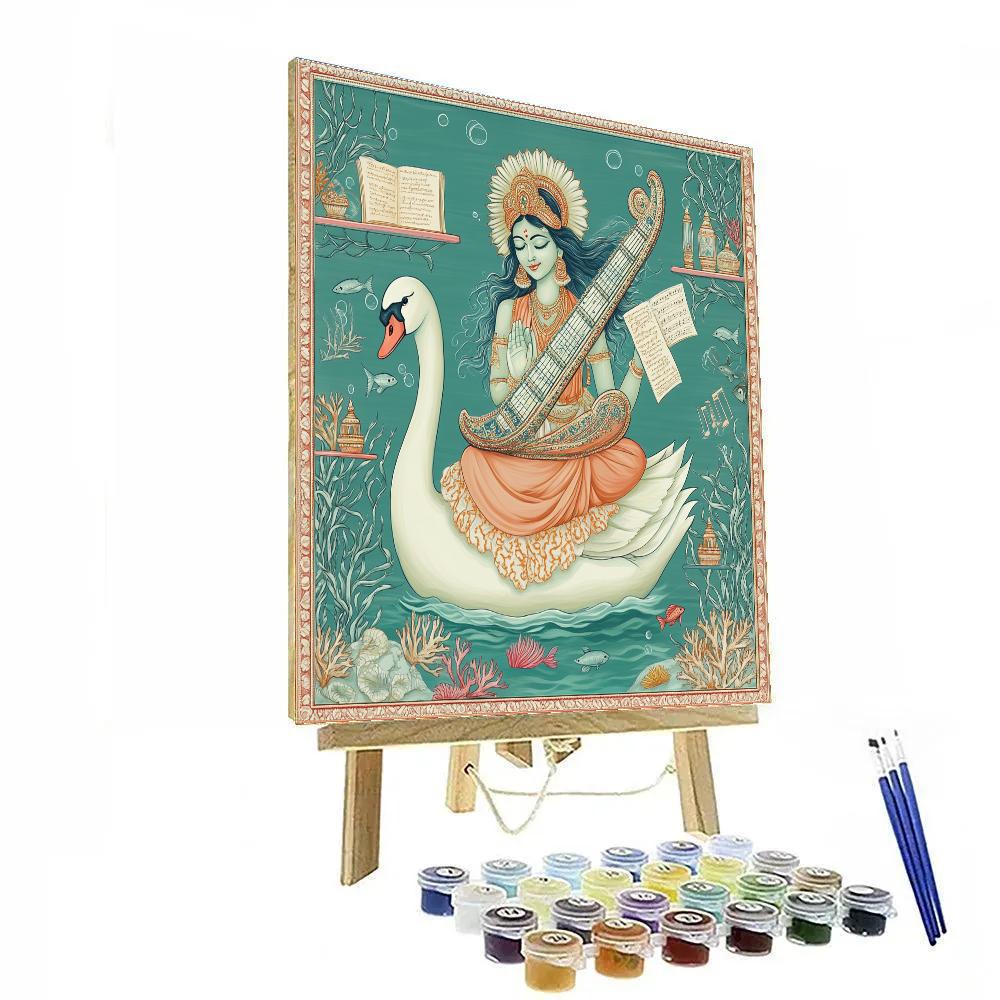 Saraswati In The Coral Manuscript Garden Number painting