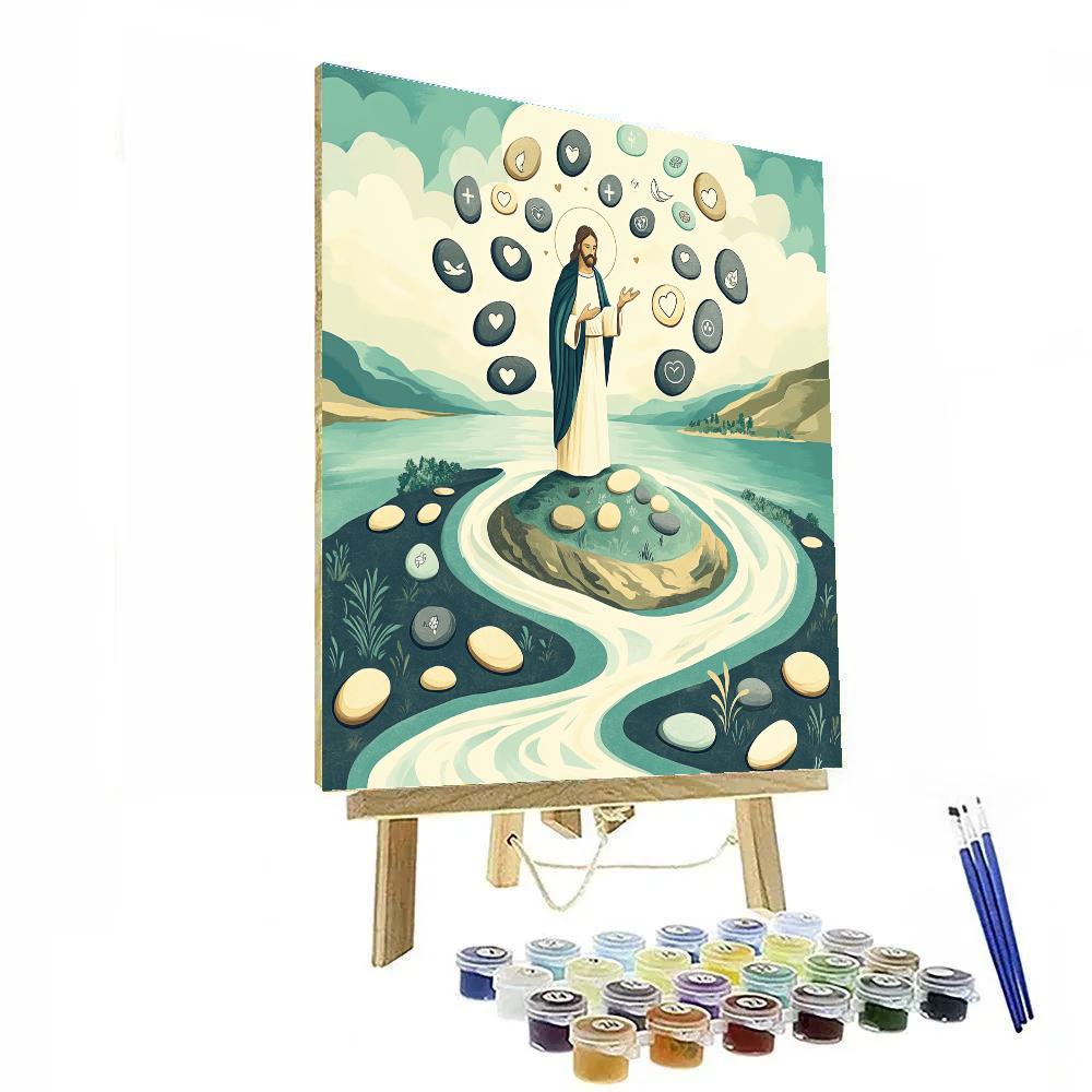 Jesus Among Floating Sermon Stones Paint by numbers art
