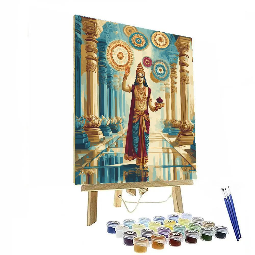 Vishnu In A Temple Of Floating Chakras painting number kit