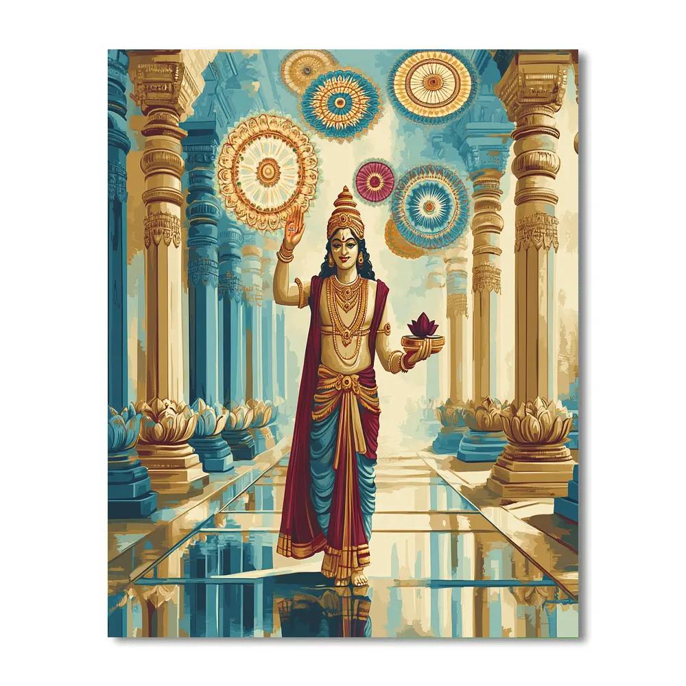 Vishnu In A Temple Of Floating Chakras painting number kit