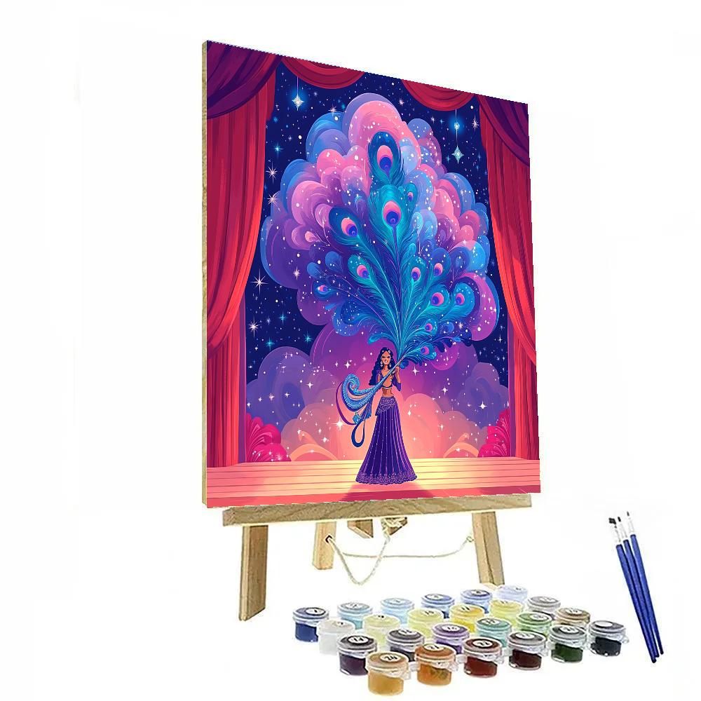 Krishna And The Nebula Peacock Fan Paint by numbers art