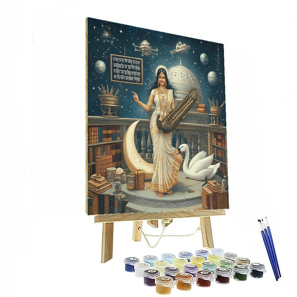 Saraswati At The Lunar Observatory Library painting number kit