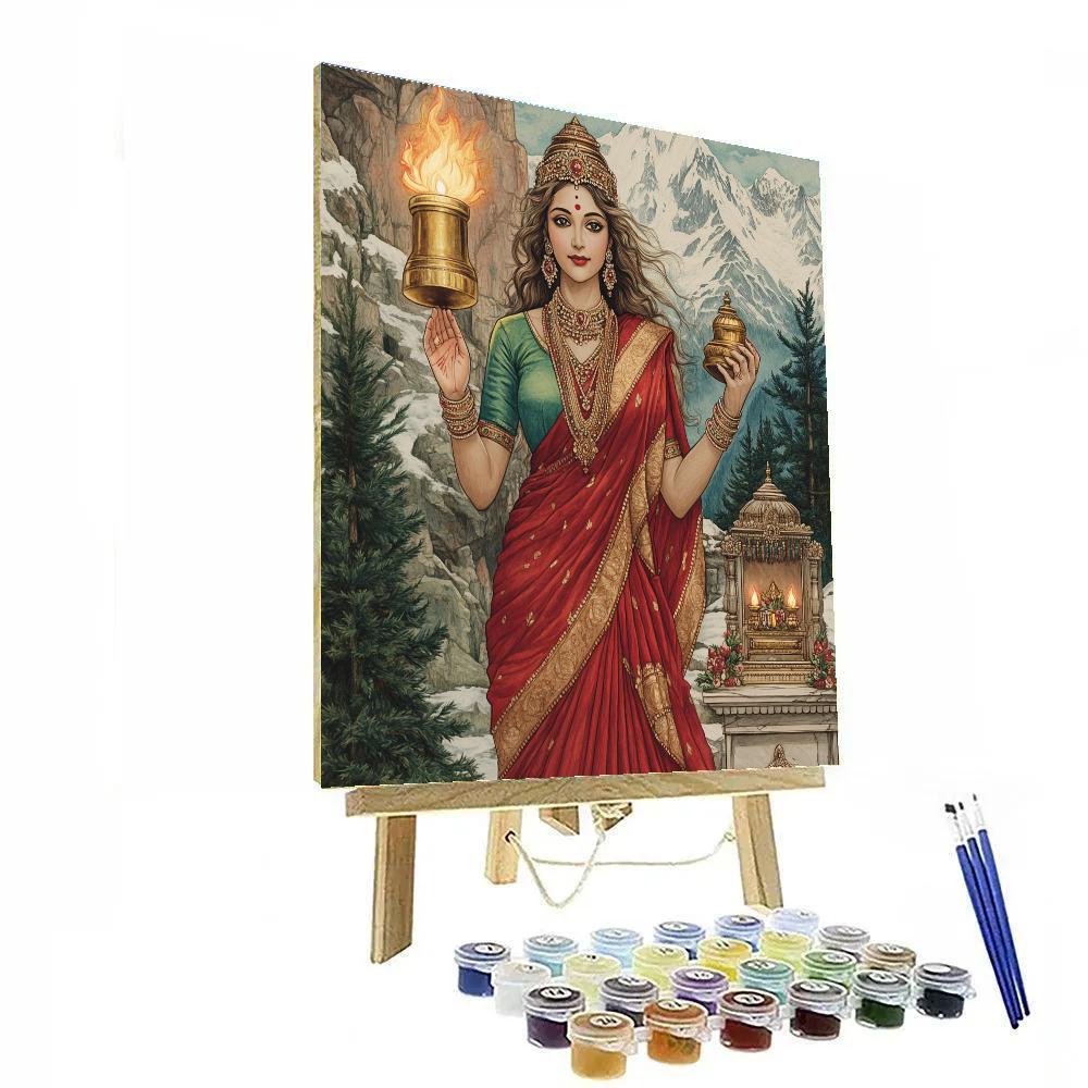 Parvati Mountain Lantern Blessing Painting by numbers kit