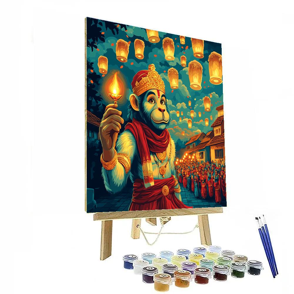 Sky Lantern Hanuman Procession Numbered painting kits