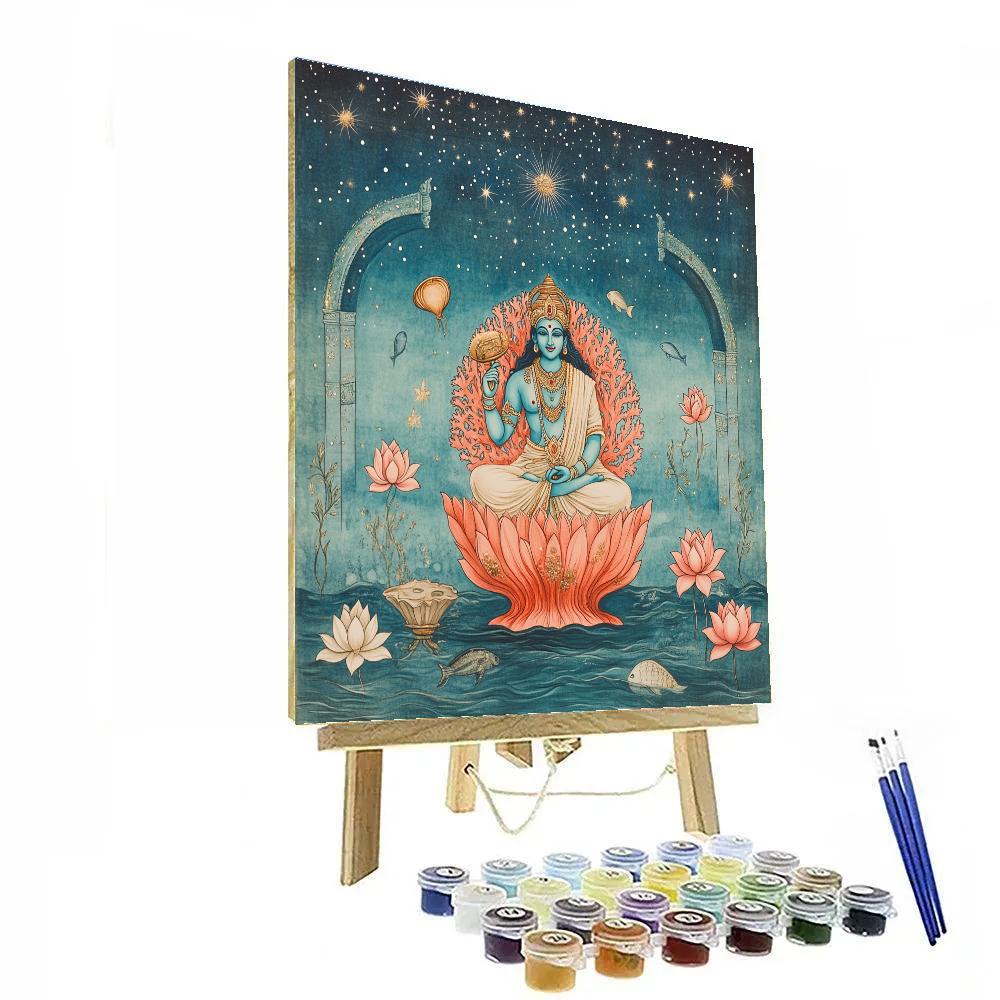 Vishnu On A Coral Throne Beneath The Cosmic Sea Numbered painting kits